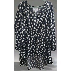 NWT Beauticurve x Lane Bryant Sz 18 Hi Low Peplum Hem Black White Tunic Top